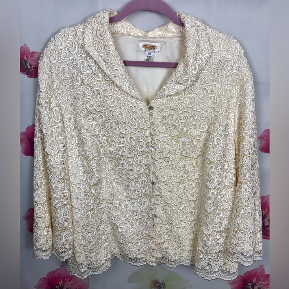 Vintage Talbots - 90s - Ivory - High Quality Rayon Heavy Weight Lace - s…